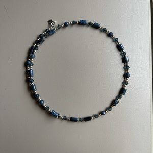 Silpada sterling silver choker with blue stones